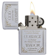 Serenity Prayer Zippo Lighter – Satin Chrome™ by Zippo