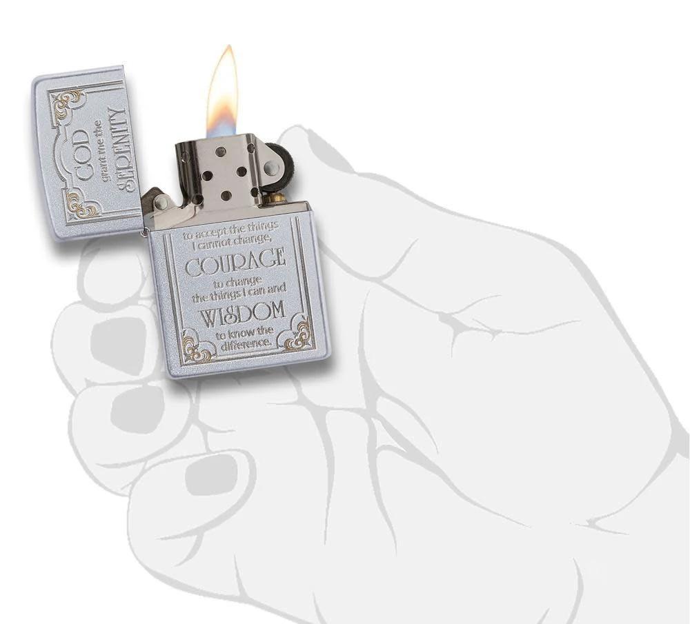 Serenity Prayer Zippo Lighter – Satin Chrome™ by Zippo