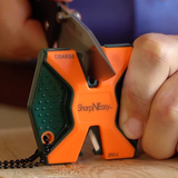 SharpNEasy Blaze Orange 2 Step Knife Sharpener Model 336C Compact Go Anywhere Tool by AccuSharp