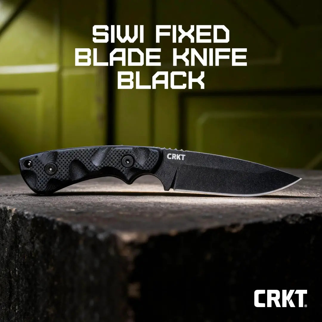 CRKT Siwi Fixed Blade Knife 2082 Full Tang SK5 Drop Point Black G10 Handle Belt Sheath For Outdoor Enthusiasts by CRKT