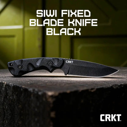 CRKT Siwi Fixed Blade Knife 2082 Full Tang SK5 Drop Point Black G10 Handle Belt Sheath For Outdoor Enthusiasts by CRKT