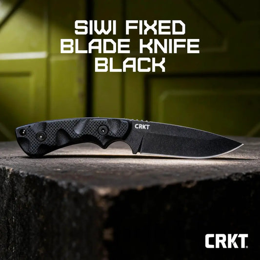 CRKT Siwi Fixed Blade Knife 2082 Full Tang SK5 Drop Point Black G10 Handle Belt Sheath For Outdoor Enthusiasts by CRKT