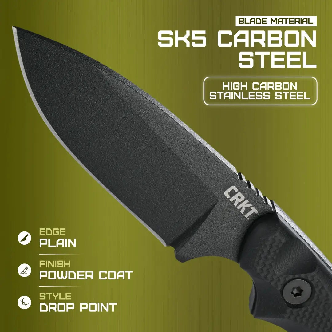 CRKT Siwi Fixed Blade Knife 2082 Full Tang SK5 Drop Point Black G10 Handle Belt Sheath For Outdoor Enthusiasts by CRKT