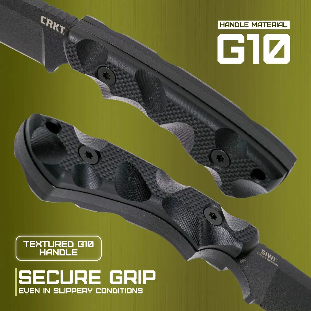 CRKT Siwi Fixed Blade Knife 2082 Full Tang SK5 Drop Point Black G10 Handle Belt Sheath For Outdoor Enthusiasts by CRKT
