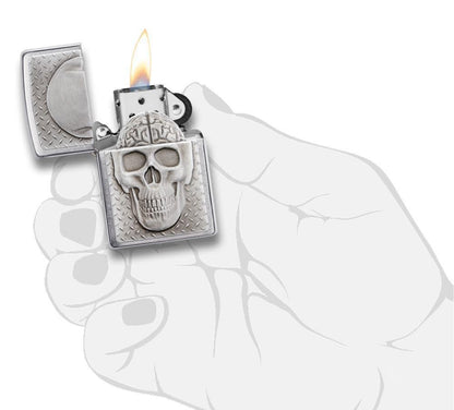 Zippo Skull with Brain Surprise Brushed Chrome Lighter