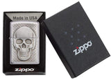 Zippo Skull with Brain Surprise Brushed Chrome Lighter by Zippo