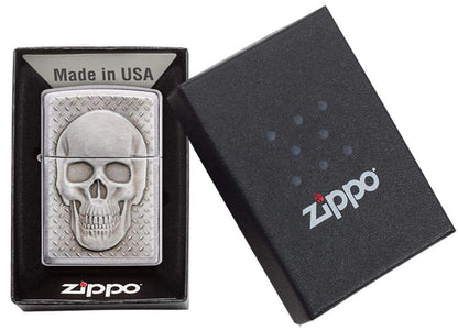 Zippo Skull with Brain Surprise Brushed Chrome Lighter