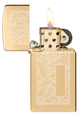 Zippo Slim® Brass Venetian® Lighter – High Polish Finish by Zippo