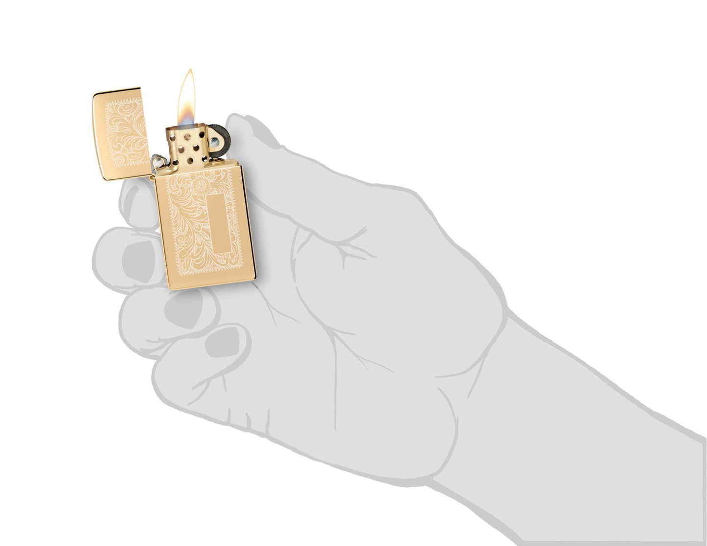 Zippo Slim® Brass Venetian® Lighter – High Polish Finish