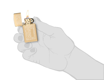 Zippo Slim® Brass Venetian® Lighter – High Polish Finish