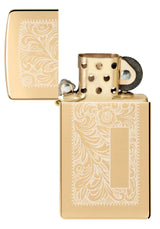 Zippo Slim® Brass Venetian® Lighter – High Polish Finish by Zippo