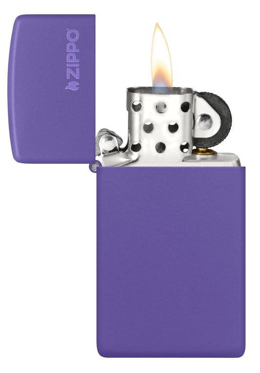 Slim® Purple Matte Zippo Logo Lighter by Zippo