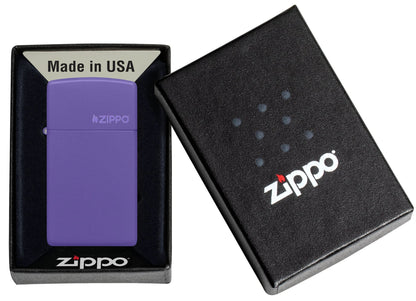 Slim® Purple Matte Zippo Logo Lighter by Zippo
