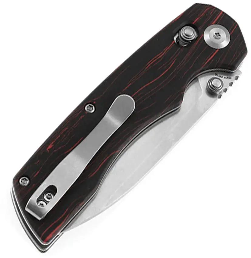 Tenable Knives Kryo Crossbar Lock G-Mascus T1001V11 - 3.5in 14C28N Sandvik Drop Point Blade Black Red G10 Handle by Tenable Knives