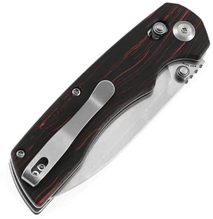 Tenable Knives Kryo Crossbar Lock G-Mascus T1001V11 - 3.5in 14C28N Sandvik Drop Point Blade Black Red G10 Handle by Tenable Knives