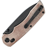 Tenable Knives Kryo Crossbar Lock Knife - Brown Micarta Handle With BlackWash 3.5 Inch Drop Point Blade by Tenable Knives