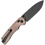 Tenable Knives Kryo Crossbar Lock Knife - Brown Micarta Handle With BlackWash 3.5 Inch Drop Point Blade by Tenable Knives