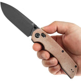 Tenable Knives Kryo Crossbar Lock Knife - Brown Micarta Handle With BlackWash 3.5 Inch Drop Point Blade by Tenable Knives