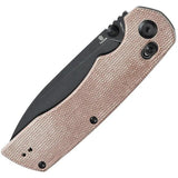 Tenable Knives Kryo Crossbar Lock Knife - Brown Micarta Handle With BlackWash 3.5 Inch Drop Point Blade by Tenable Knives