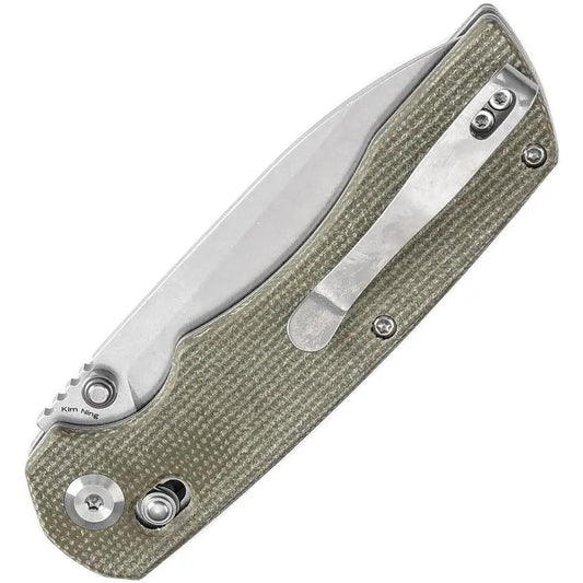Tenable Knives Kryo Crossbar Lock - Green Micarta Handle 3.5 Inch Drop Point Blade 14C28N Sandvik Stainless by Tenable Knives