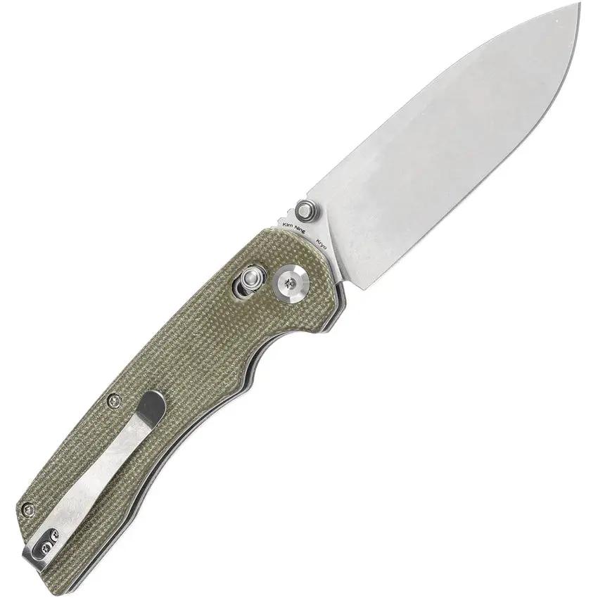 Tenable Knives Kryo Crossbar Lock - Green Micarta Handle 3.5 Inch Drop Point Blade 14C28N Sandvik Stainless by Tenable Knives