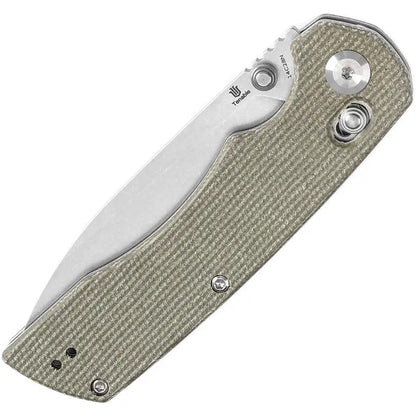 Tenable Knives Kryo Crossbar Lock - Green Micarta Handle 3.5 Inch Drop Point Blade 14C28N Sandvik Stainless by Tenable Knives