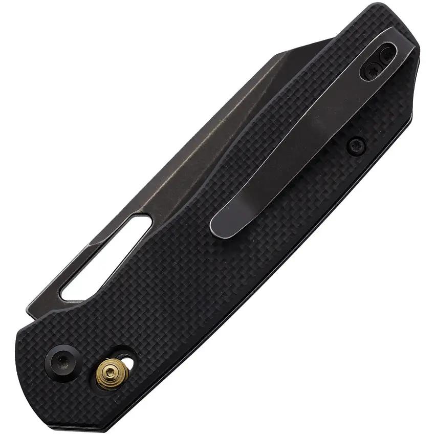 Tenable Knives Shard Crossbar Lock Black G10 Handle - 3.5in 14C28N Reverse Tanto Blade With BlackWash Finish by Tenable Knives