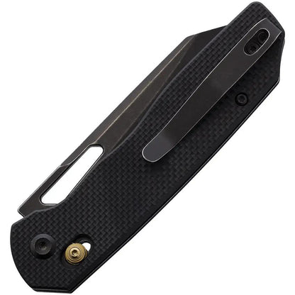 Tenable Knives Shard Crossbar Lock Black G10 Handle - 3.5in 14C28N Reverse Tanto Blade With BlackWash Finish by Tenable Knives