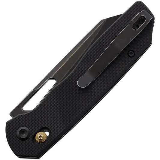 Tenable Knives Shard Crossbar Lock Black G10 Handle - 3.5in 14C28N Reverse Tanto Blade With BlackWash Finish by Tenable Knives