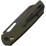 Tenable Knives Shard Crossbar Lock OD Green G10 Handle - BlackWash 14C28N Reverse Tanto Blade by Tenable Knives