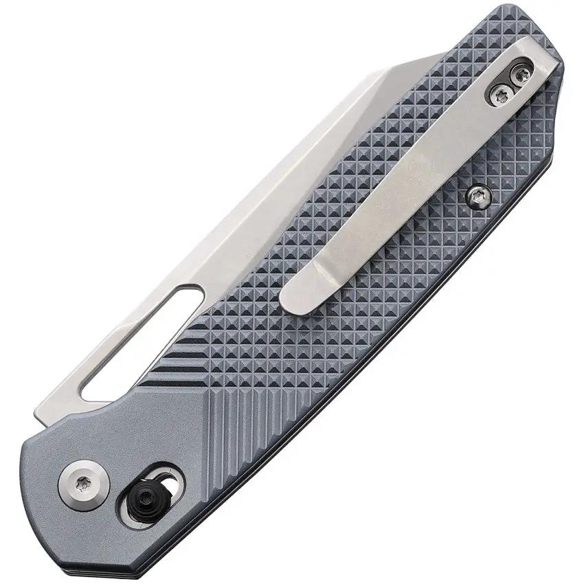 Tenable Knives Shard Crossbar Lock Gray Aluminum Handle - 3.5 Inch 14C28N Stainless Reverse Tanto Blade by Tenable Knives