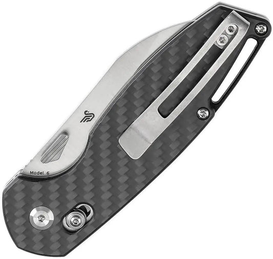 Tenable Knives Model 6 Crossbar Lock CF T1022V1 - Satin 14C28N Sandvik Blade With Twill Carbon Fiber Handle by Tenable Knives