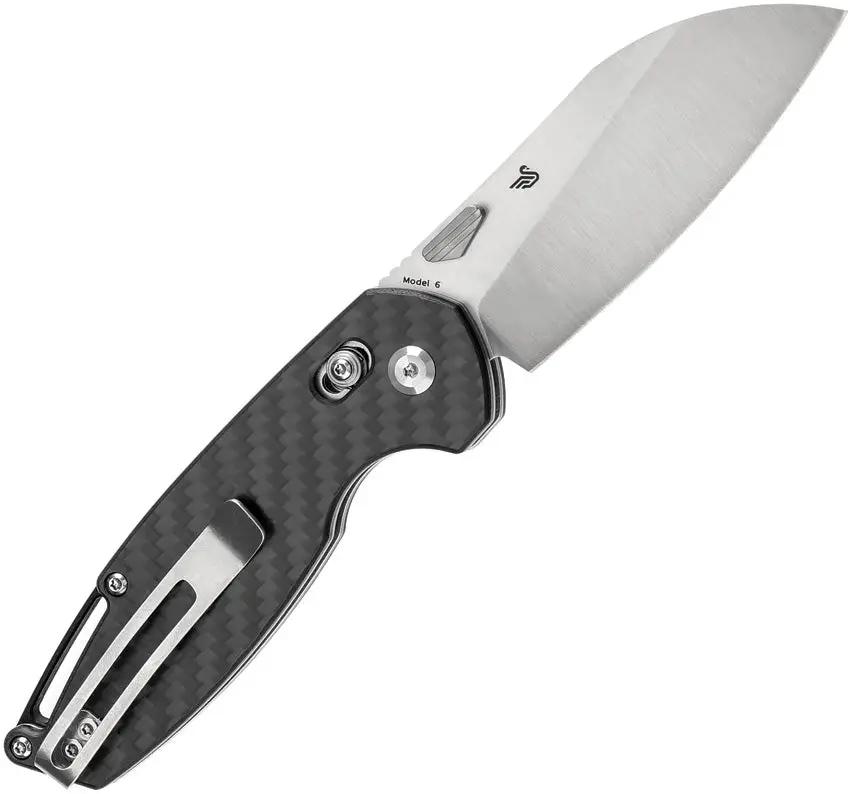 Tenable Knives Model 6 Crossbar Lock CF T1022V1 - Satin 14C28N Sandvik Blade With Twill Carbon Fiber Handle by Tenable Knives
