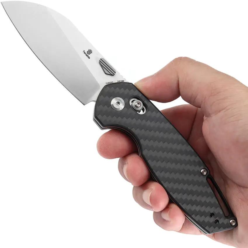 Tenable Knives Model 6 Crossbar Lock CF T1022V1 - Satin 14C28N Sandvik Blade With Twill Carbon Fiber Handle by Tenable Knives