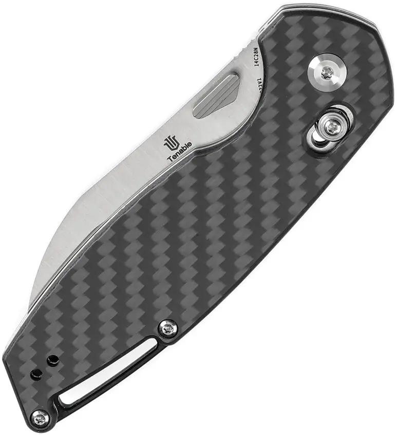 Tenable Knives Model 6 Crossbar Lock CF T1022V1 - Satin 14C28N Sandvik Blade With Twill Carbon Fiber Handle by Tenable Knives