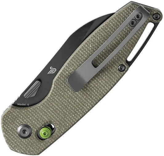 Tenable Knives Model 6 Crossbar Lock - Green Canvas Micarta Handle With 14C28N Sandvik Stainless Sheepsfoot Blade by Tenable Knives