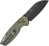 Tenable Knives Model 6 Crossbar Lock - Green Canvas Micarta Handle With 14C28N Sandvik Stainless Sheepsfoot Blade by Tenable Knives