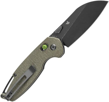 Tenable Knives Model 6 Crossbar Lock - Green Canvas Micarta Handle With 14C28N Sandvik Stainless Sheepsfoot Blade by Tenable Knives