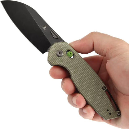 Tenable Knives Model 6 Crossbar Lock - Green Canvas Micarta Handle With 14C28N Sandvik Stainless Sheepsfoot Blade by Tenable Knives