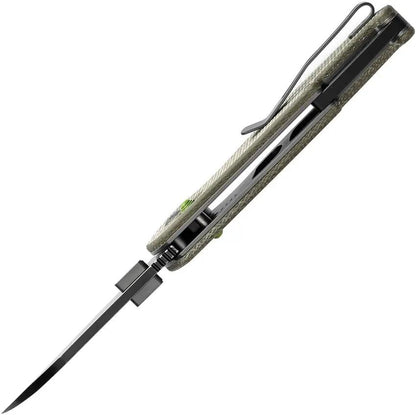 Tenable Knives Model 6 Crossbar Lock - Green Canvas Micarta Handle With 14C28N Sandvik Stainless Sheepsfoot Blade by Tenable Knives