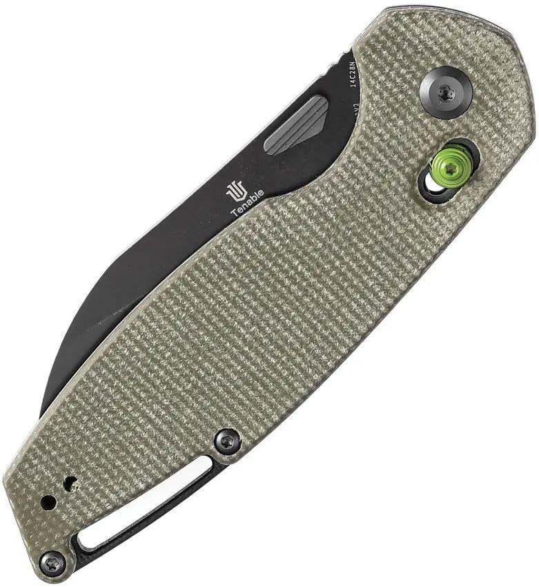 Tenable Knives Model 6 Crossbar Lock - Green Canvas Micarta Handle With 14C28N Sandvik Stainless Sheepsfoot Blade by Tenable Knives