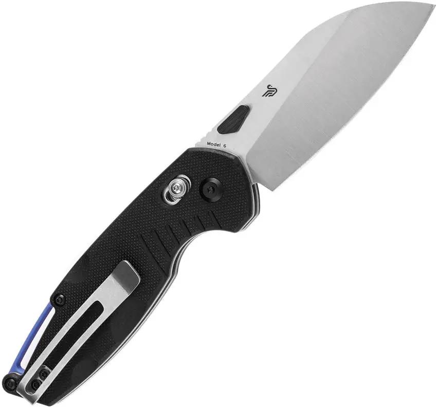 Tenable Knives Model 6 Crossbar Lock - Black G10 Handle and Satin 14C28N Sheepsfoot Blade by Tenable Knives