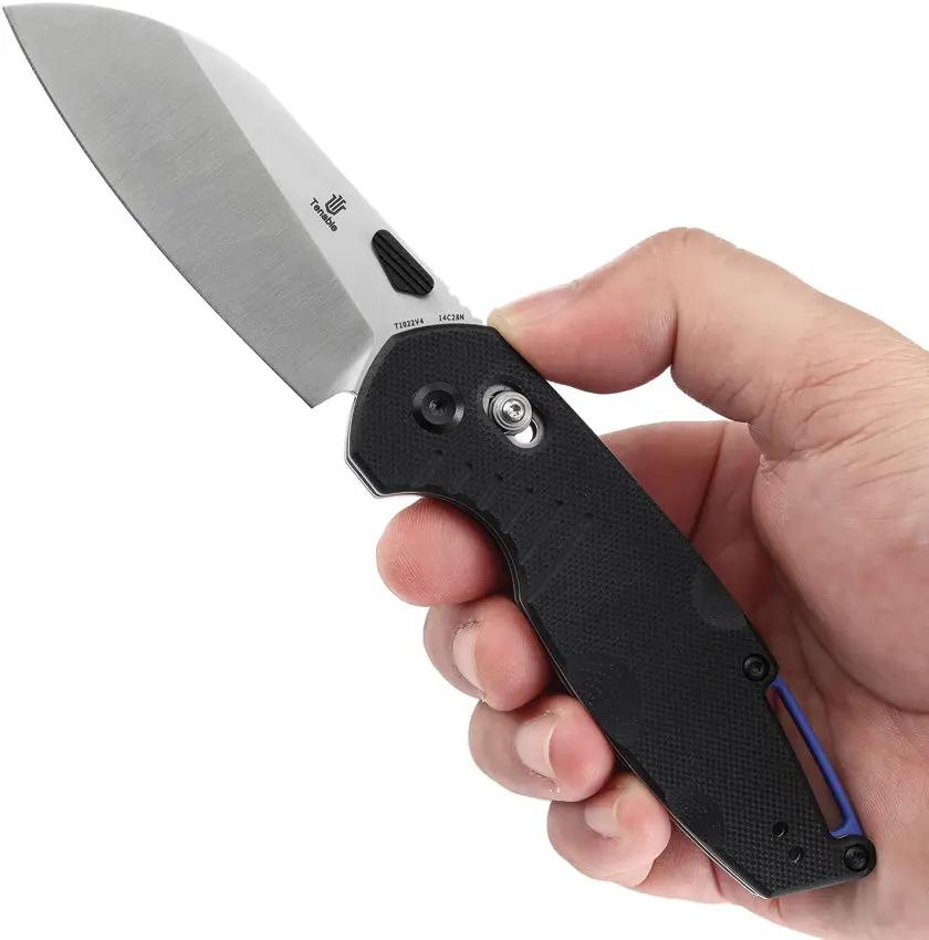 Tenable Knives Model 6 Crossbar Lock - Black G10 Handle and Satin 14C28N Sheepsfoot Blade by Tenable Knives