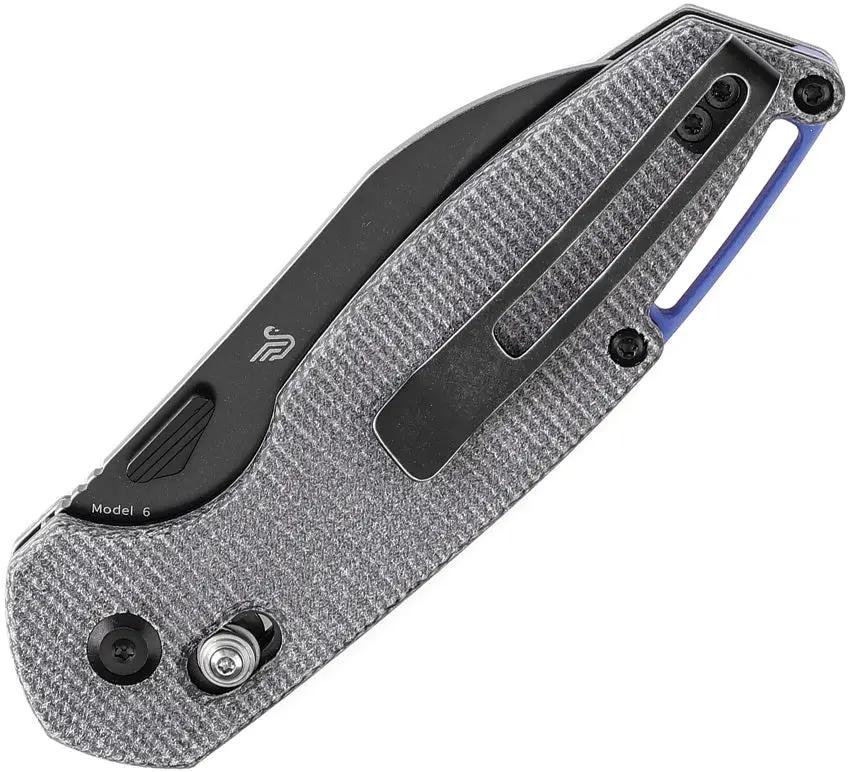 Tenable Knives Model 6 Crossbar Lock - Black Stonewash 14C28N Sheepsfoot Blade Micarta Handle by Tenable Knives