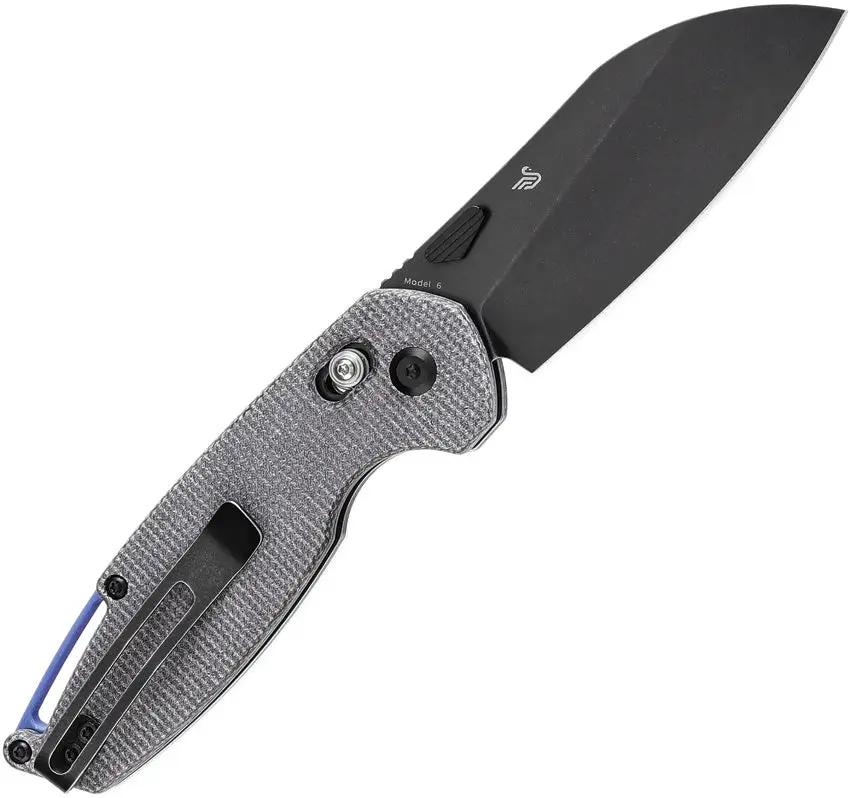 Tenable Knives Model 6 Crossbar Lock - Black Stonewash 14C28N Sheepsfoot Blade Micarta Handle by Tenable Knives