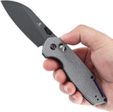Tenable Knives Model 6 Crossbar Lock - Black Stonewash 14C28N Sheepsfoot Blade Micarta Handle by Tenable Knives