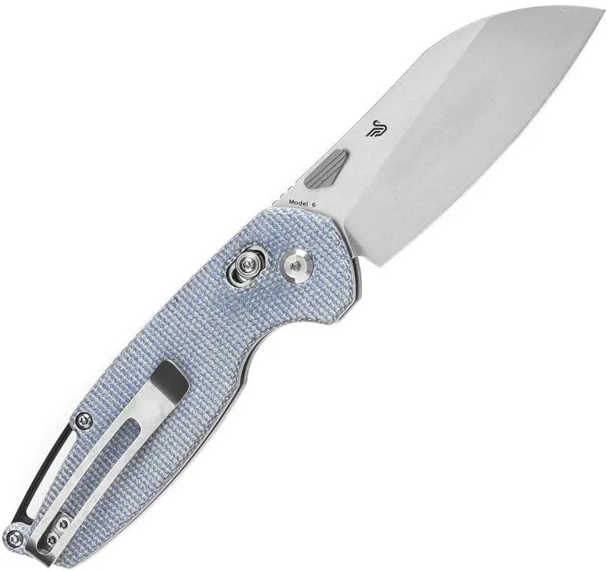 Tenable Knives Model 6 Crossbar Lock Blue - 14C28N Sandvik Sheepsfoot Blade With Blue Canvas Micarta Handle by Tenable Knives