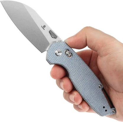Tenable Knives Model 6 Crossbar Lock Blue - 14C28N Sandvik Sheepsfoot Blade With Blue Canvas Micarta Handle by Tenable Knives