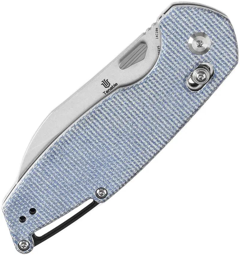 Tenable Knives Model 6 Crossbar Lock Blue - 14C28N Sandvik Sheepsfoot Blade With Blue Canvas Micarta Handle by Tenable Knives