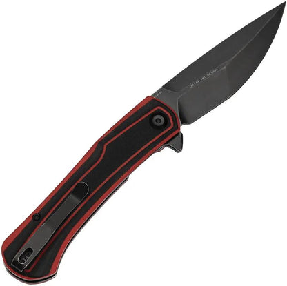 Tenable Knives Kratos Linerlock Black Red - BlackWash Nitro V Drop Point Blade With Extended Tang And G10 Handle by Tenable Knives